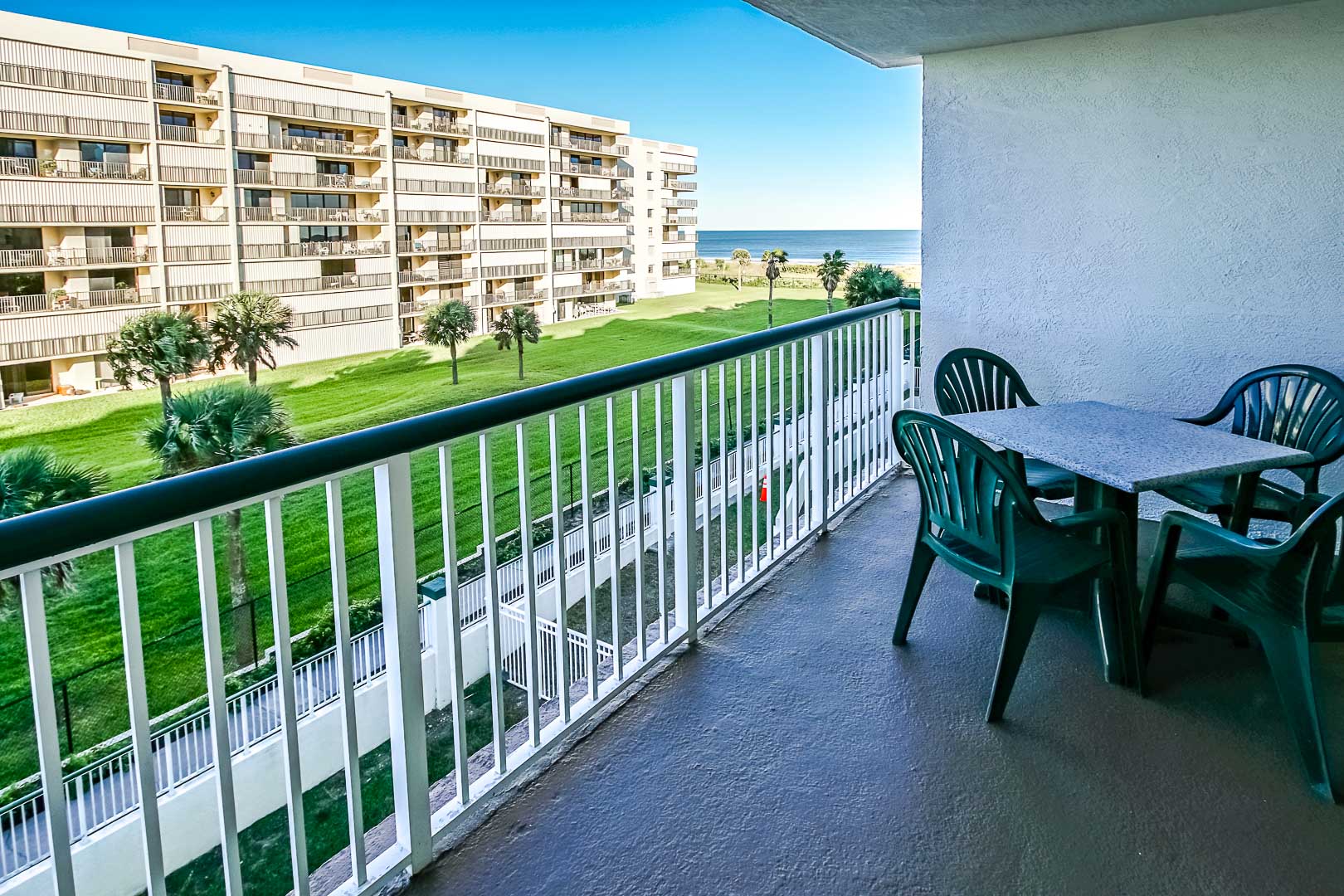 A scenic ocean view from the balcony at VRI's The Resort on Cocoa Beach in Florida.